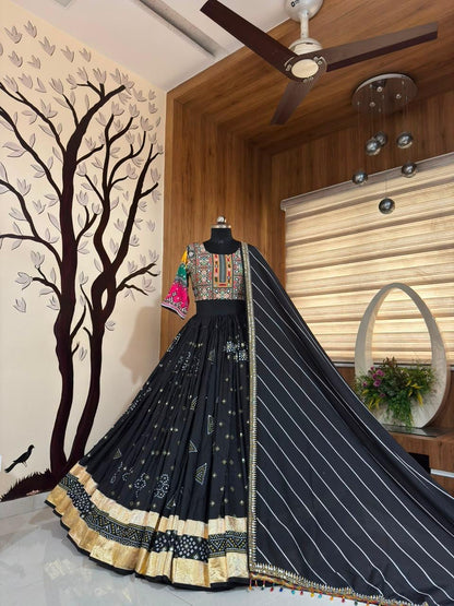 Designer Chaniya Choli | Muslin Mirror Work & Lampi Lace | Navratri 2026