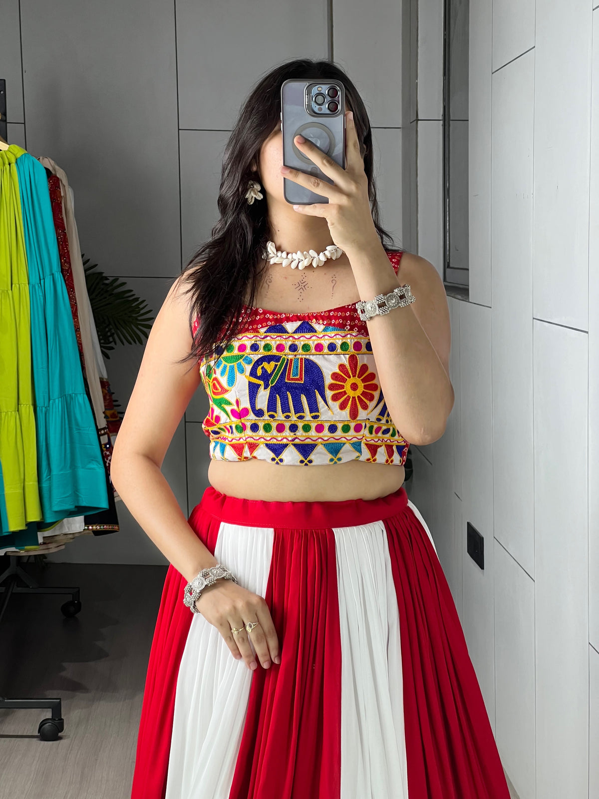 Red White Gota Patti Chaniya Choli | Navratri Garba Wear