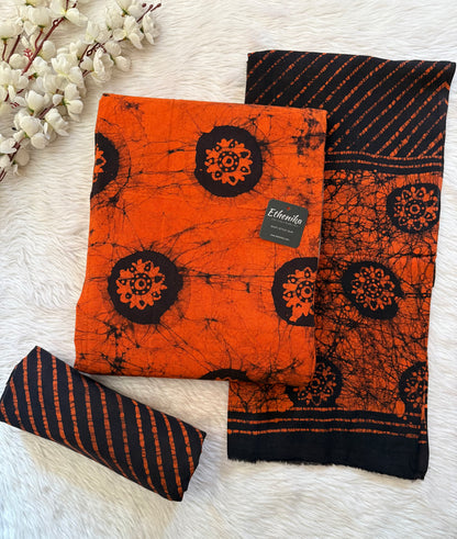 Soft Cotton Hand Blocked Batik Dress Material (Unstitched)