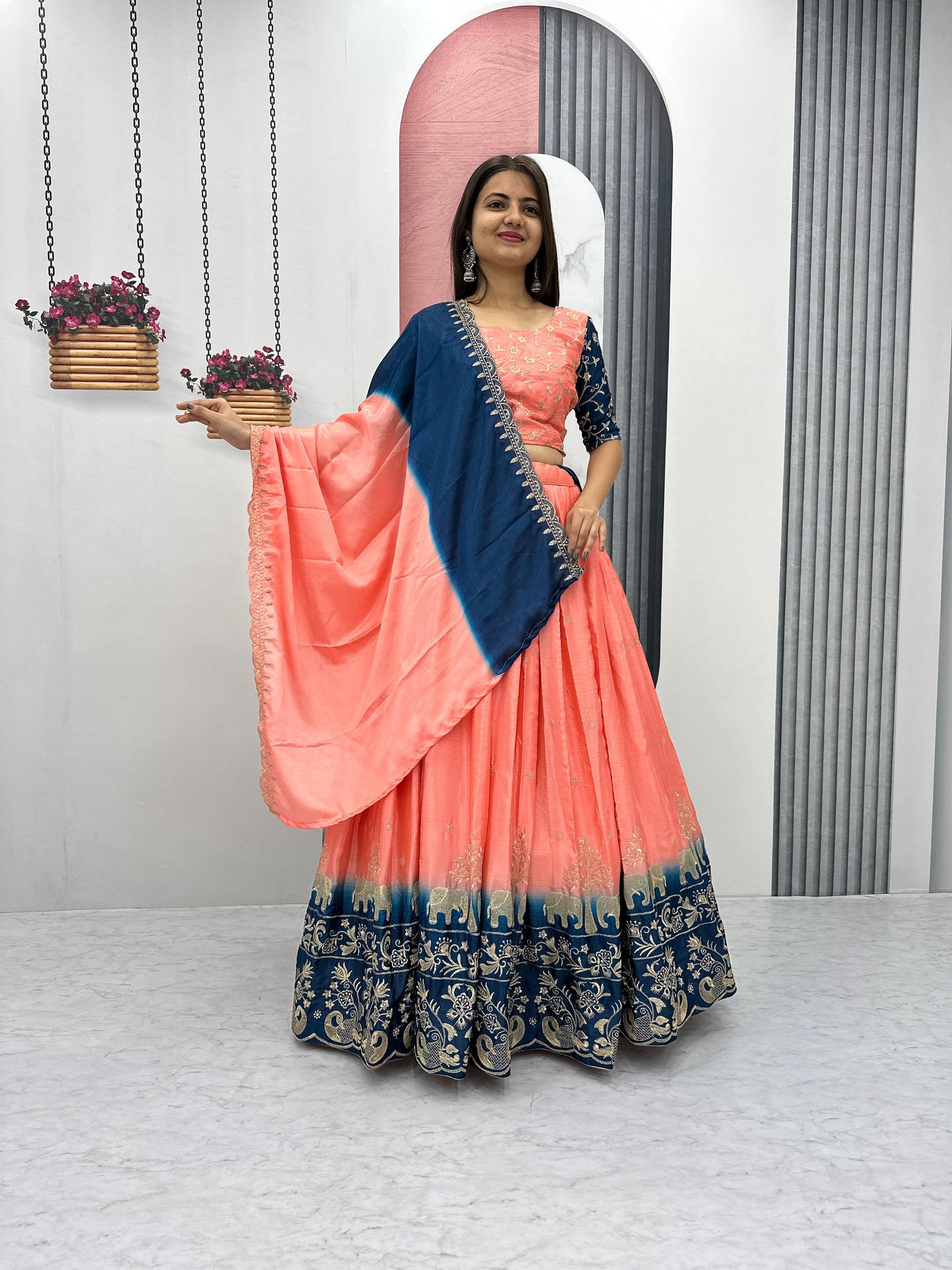 Chinon Silk Thread Embroidery work Lehenga Choli Set - Premium  from Ethenika.com  - Just INR 3990! Shop now at Ethenika.com 