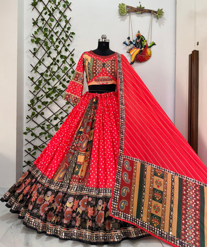 Muslin Cotton Digital Print with Real Mirror Work Navratri Special Chaniya Choli