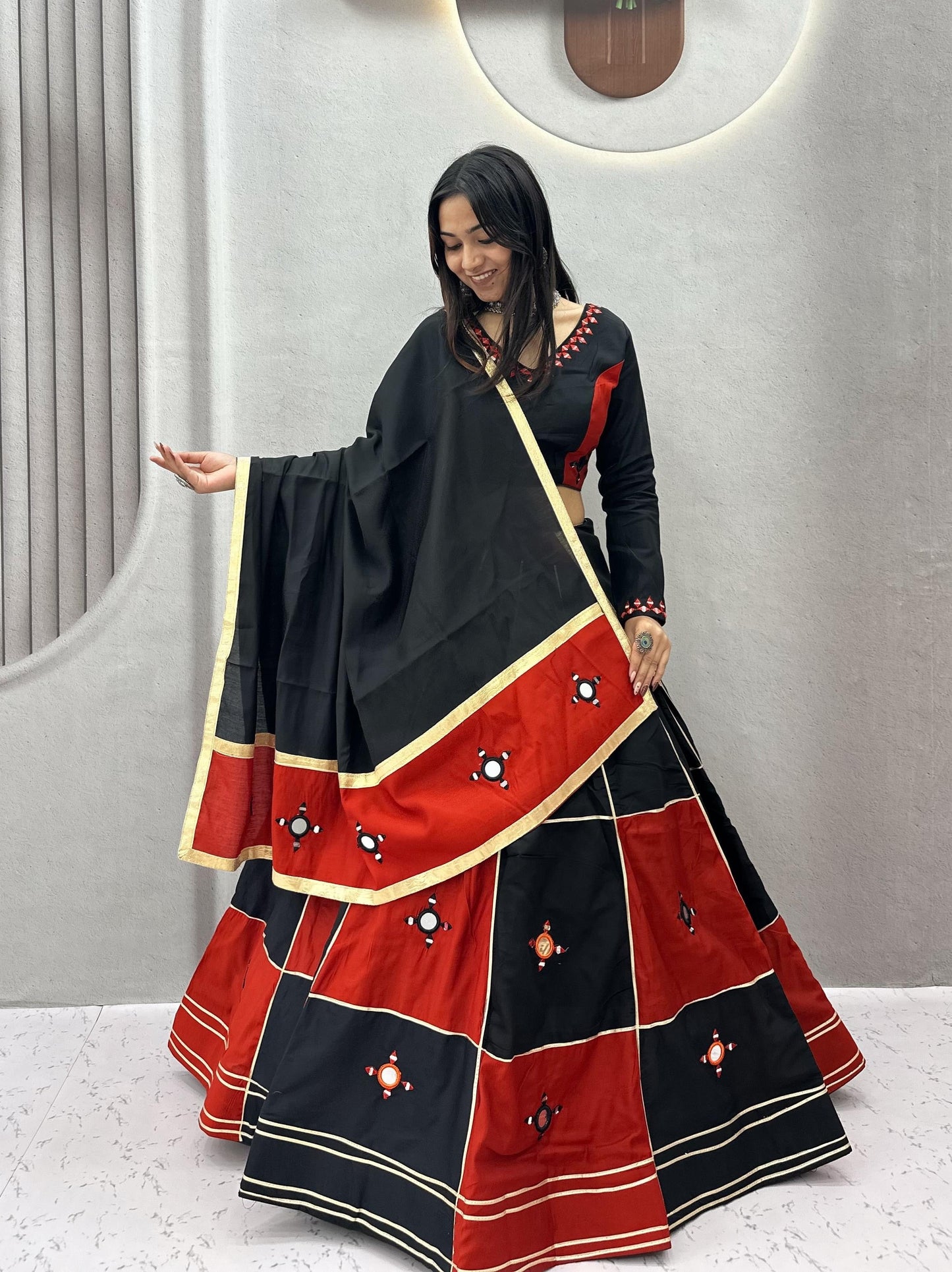 Pure Cotton Mirror Work Designer Chaniya Choli