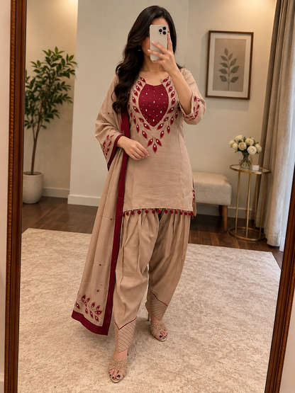 Ethenika Exclusive Ready Wear Kurti Salwar Dupatta Set