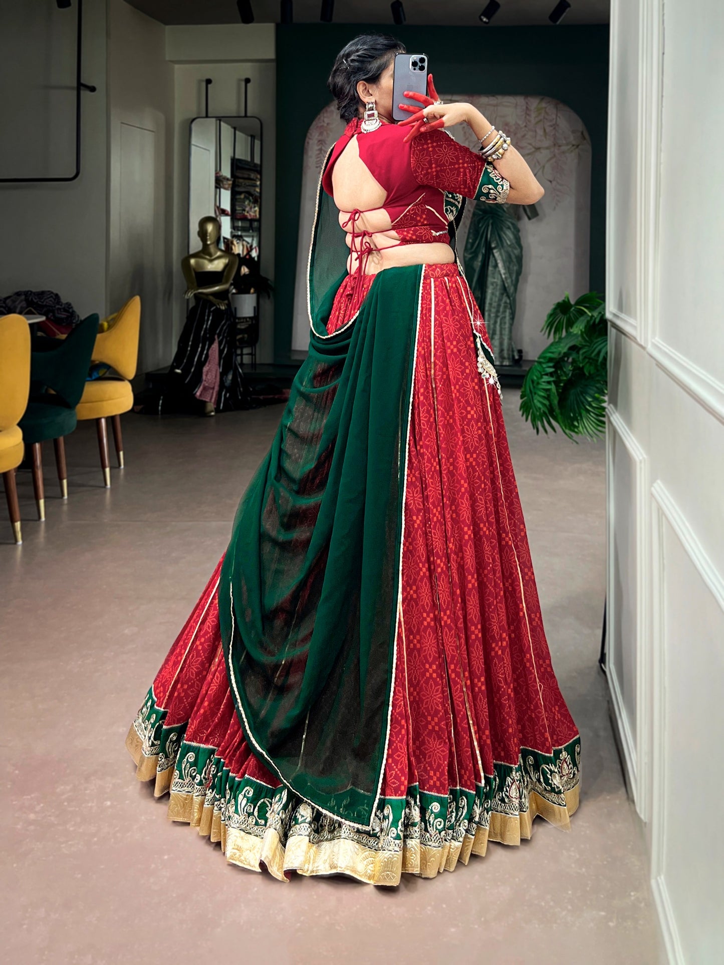 Georgette Bandhani Print Designer Chaniya Choli for Garba