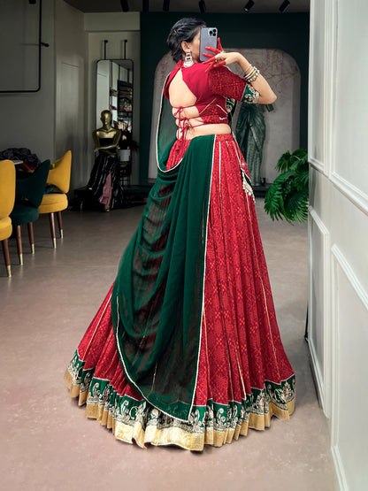 Georgette Bandhani Print Designer Chaniya Choli for Garba