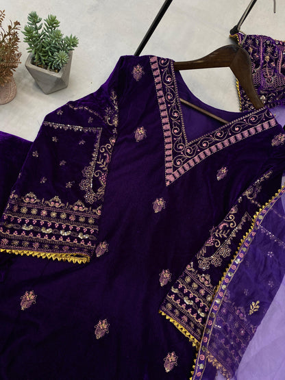 Sequence Embroidery work Winter Wear Velvet Suit - Premium  from Ethenika.com  - Just INR 3990! Shop now at Ethenika.com 