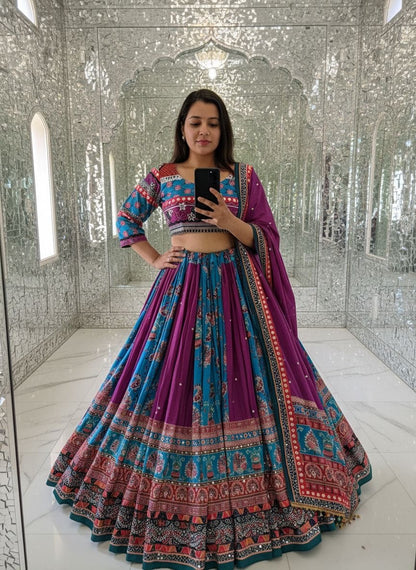 Muslin Digital Print with Mirror Work Chaniya Choli
