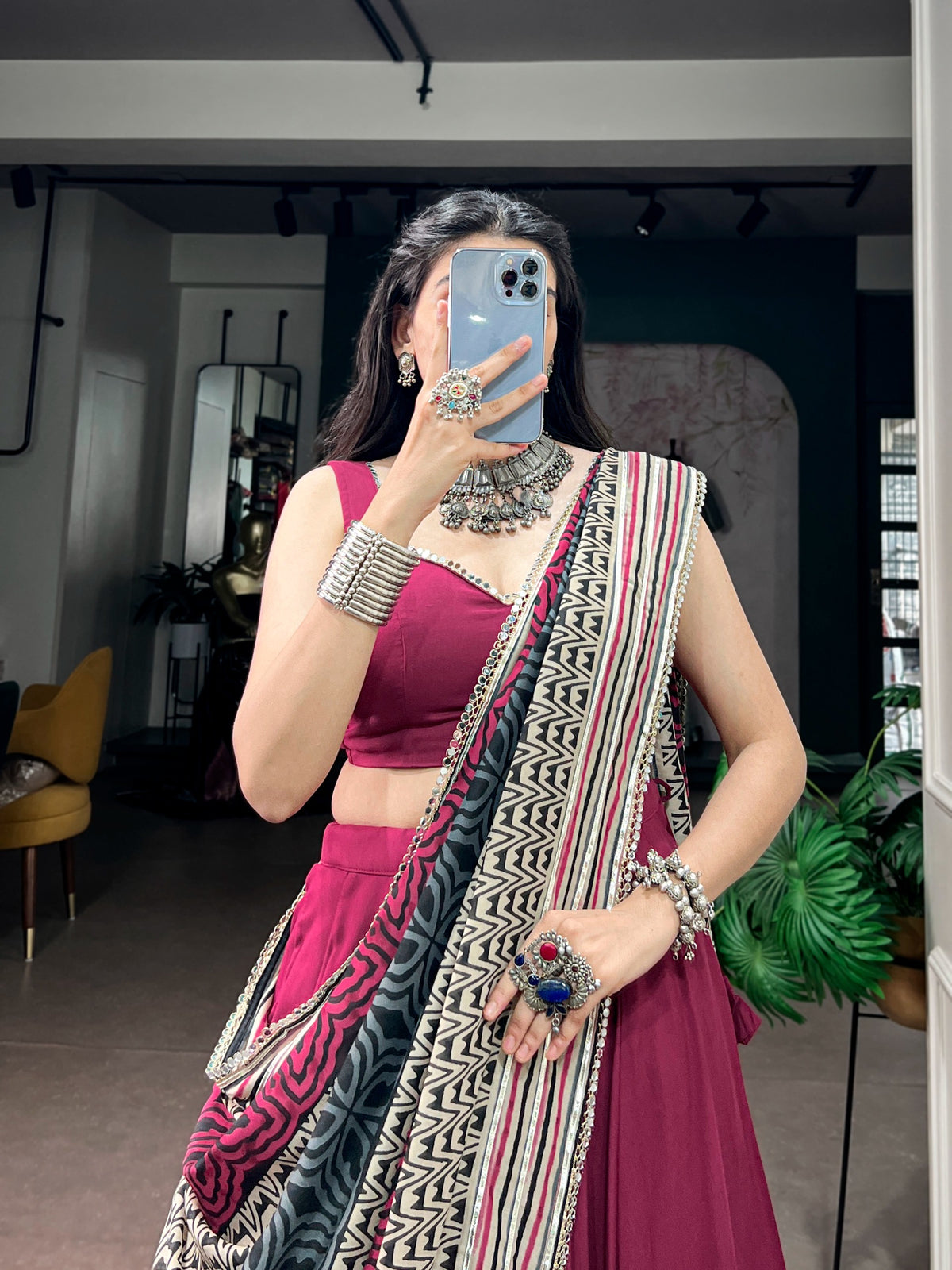 Rayon Mirror Lace Work Chaniya Choli | Navratri Garba Wear