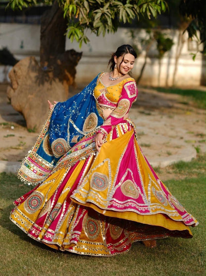 Designer Chaniya Choli | Muslin Mirror Work & Sequence Lace | Navratri 2026