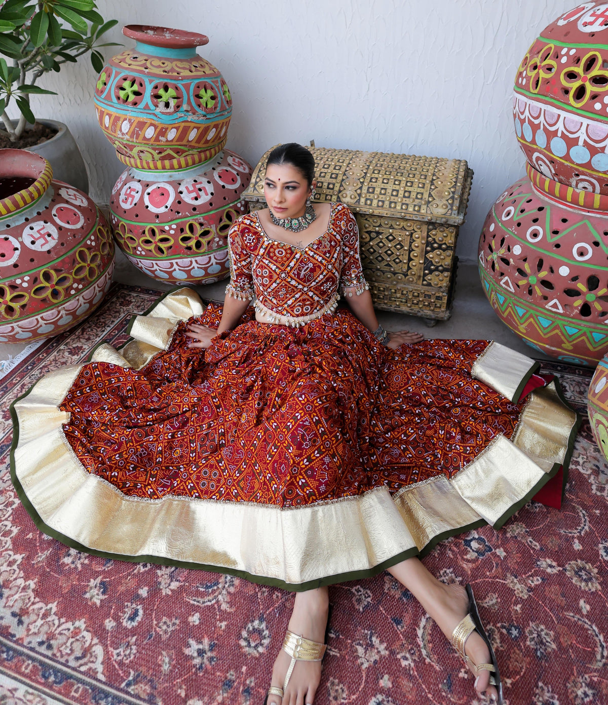 Red Chaniya Choli Dupatta with Codi Lace Border