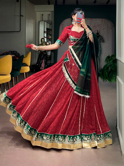Georgette Bandhani Print Designer Chaniya Choli for Garba