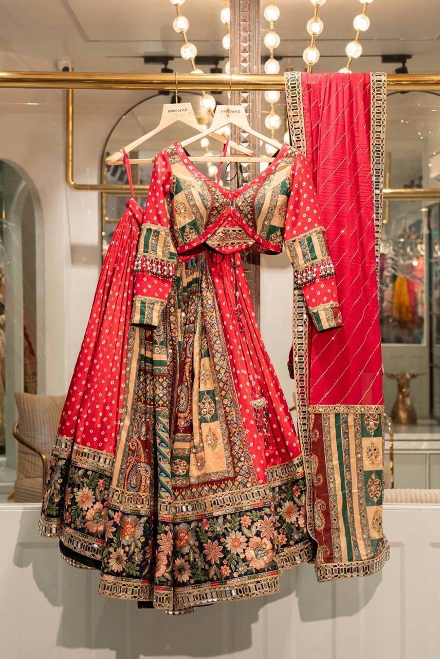 Muslin Digital Print Navratri Designer Chaniya Choli Set | Mirror Work | Free Size 38-44