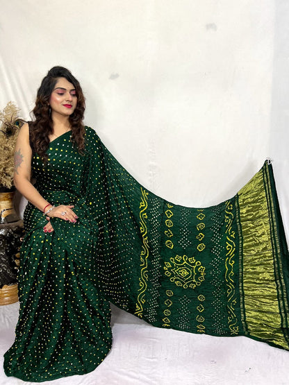 Modal Silk Heavy Bandhej Work Bandhani Saree - Premium  from Ethenika.com  - Just INR 4990! Shop now at Ethenika.com 