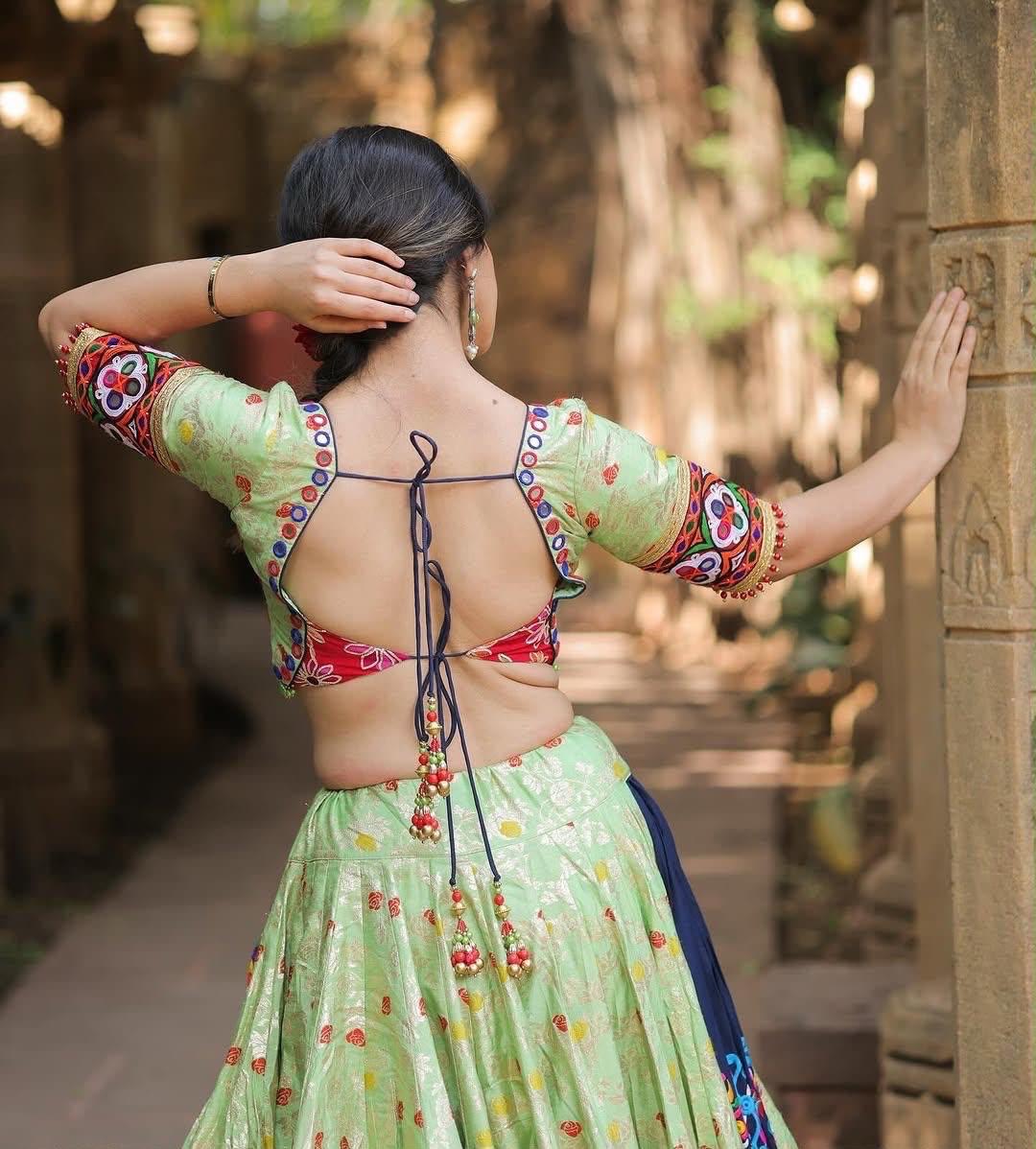 Muslin Digital Print with Mirror Work Designer Chaniya Choli for Navratri
