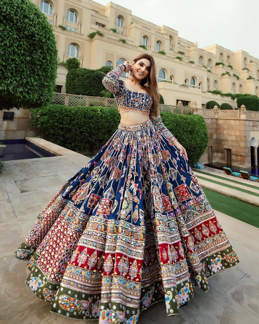 Designer Chaniya Choli | Muslin Digital Print & Mirror Work | Navratri