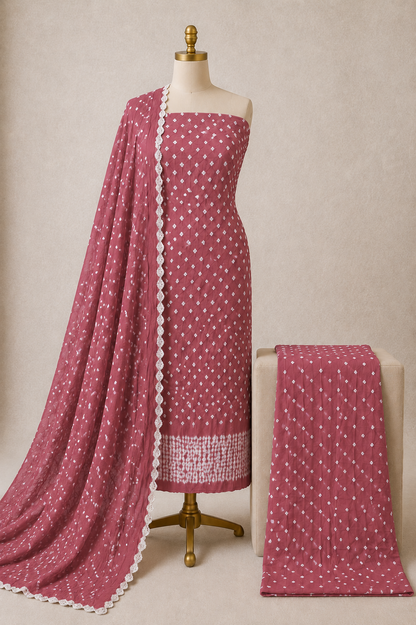 Pink Bandhani Dress mATERIAL