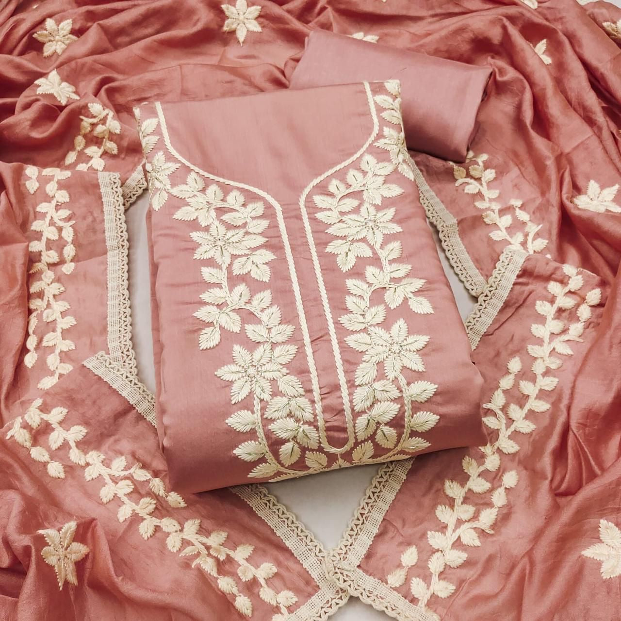 Roman Silk Embroidery Work Summer Special Dress Material for Women