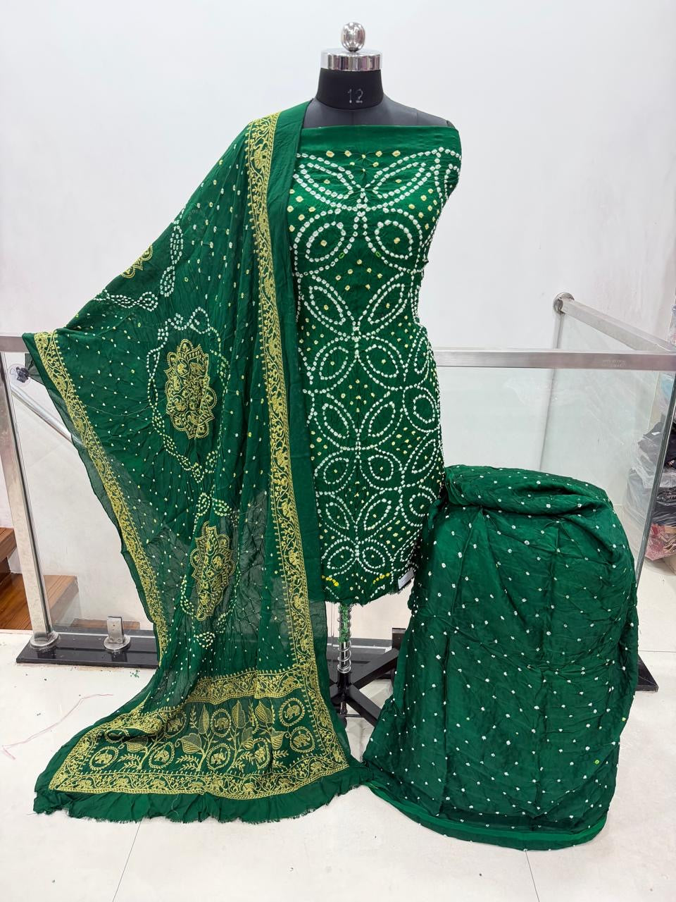 Moda Silk Rai Bandhej Work Silk Bandhani Dress Material