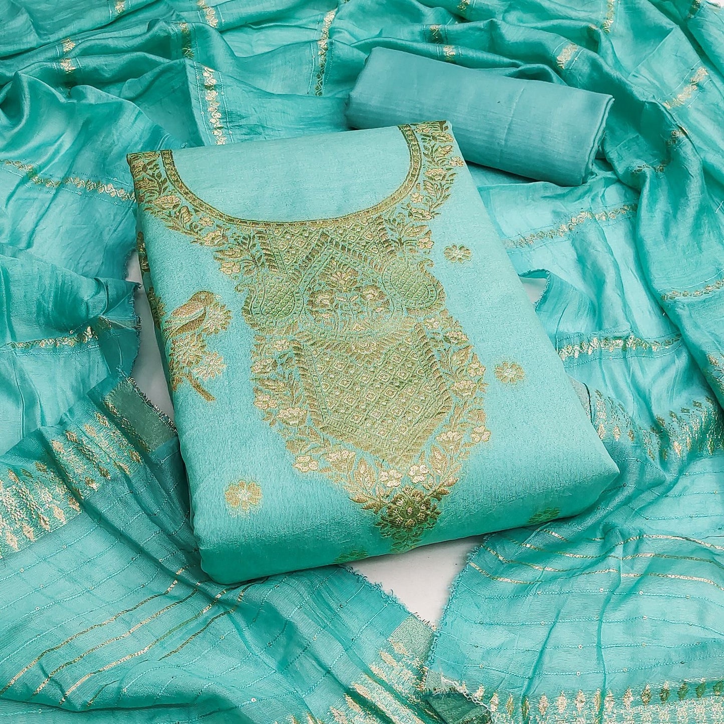 Banarsi Jeckard Weaving Summer Salwar Suit Material (Unstitched)