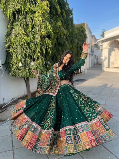 Muslin Designer Chaniya Choli - Full Lehenga with Mirror Work