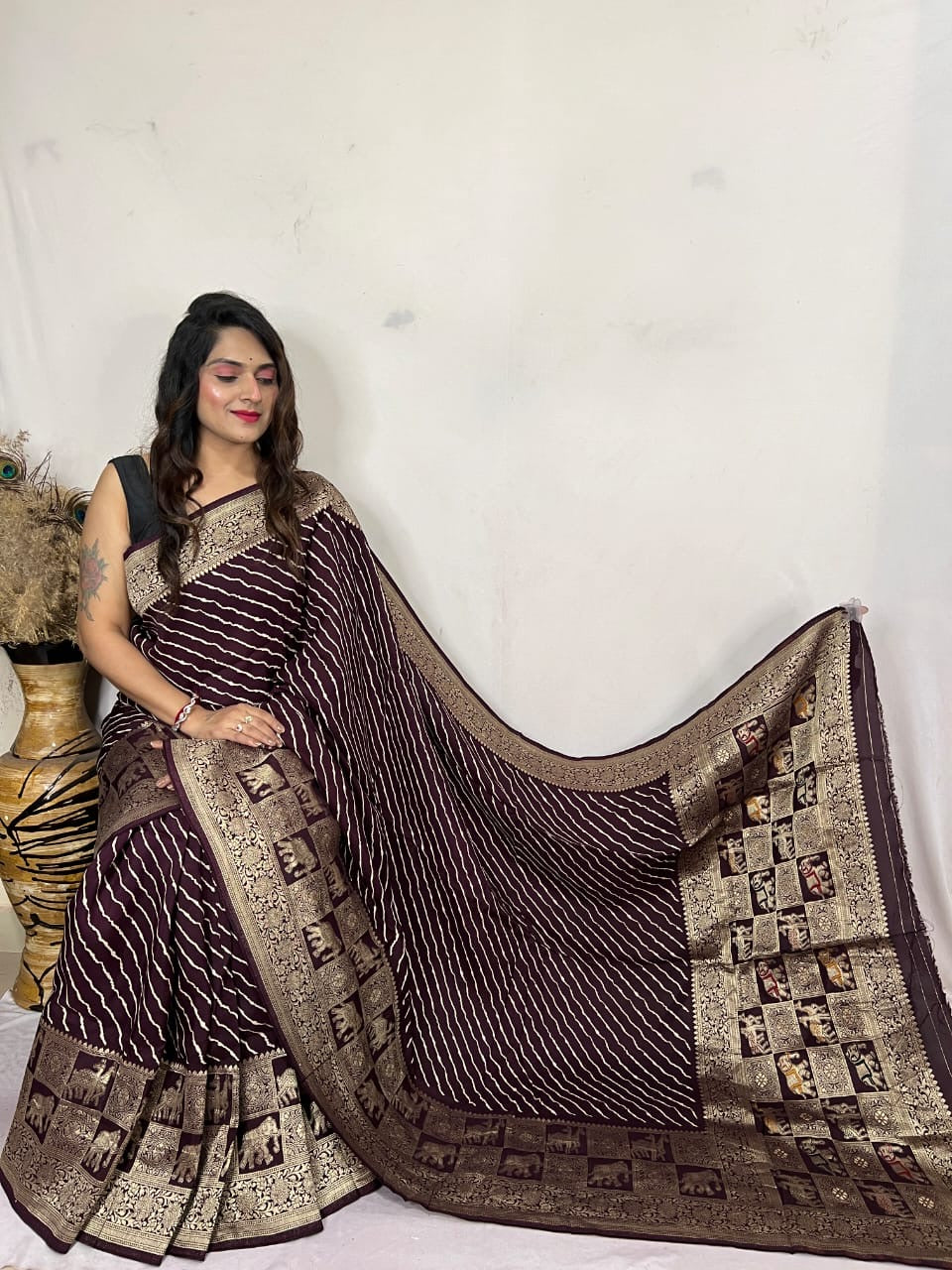 Modal Silk Leheriya Print Saree - Premium  from Ethenika.com  - Just INR 5990! Shop now at Ethenika.com 