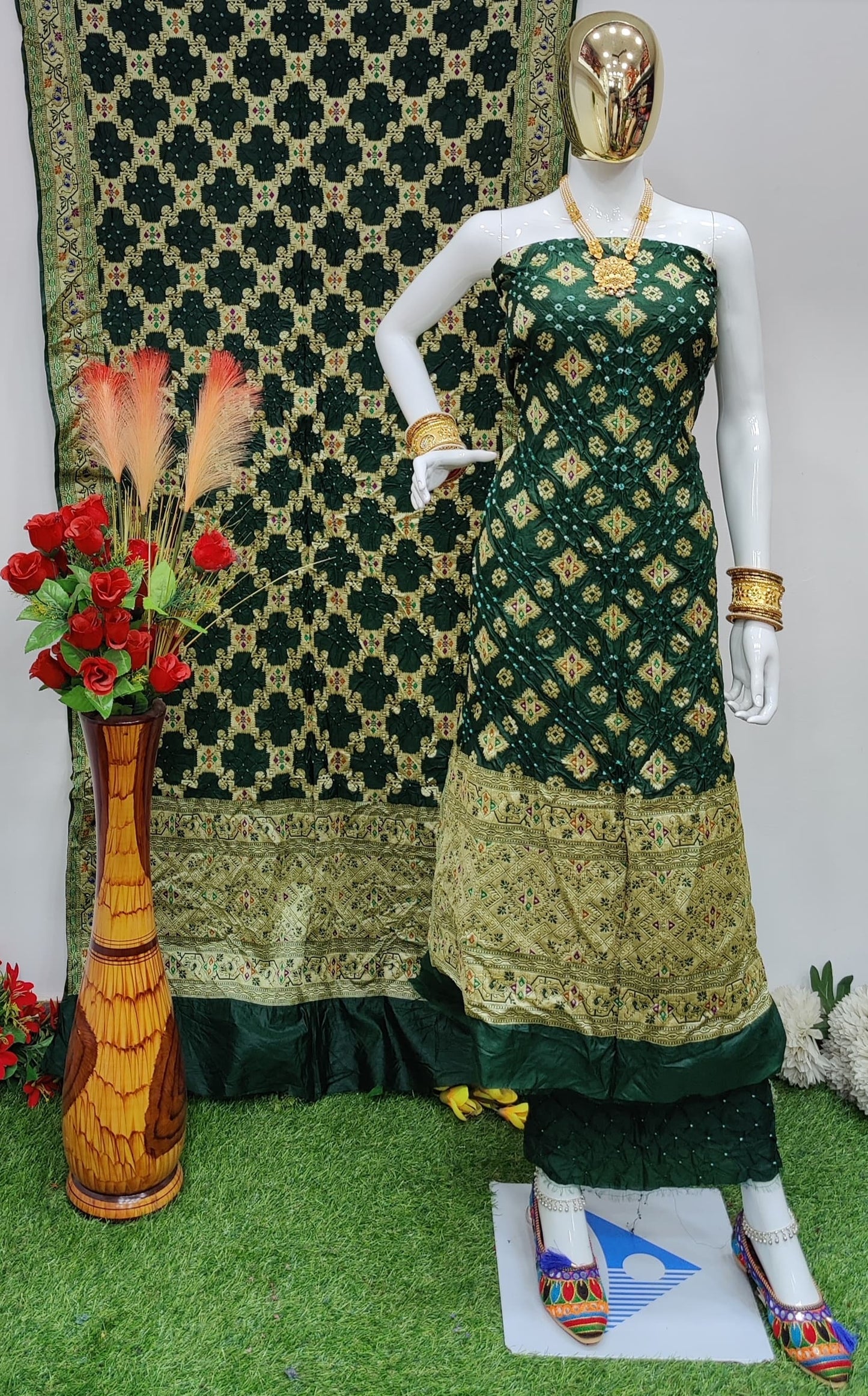 Dhupiyan Silk Jamevali Work Bandhani Dress Material - Premium  from Ethenika.com  - Just INR 4990! Shop now at Ethenika.com 