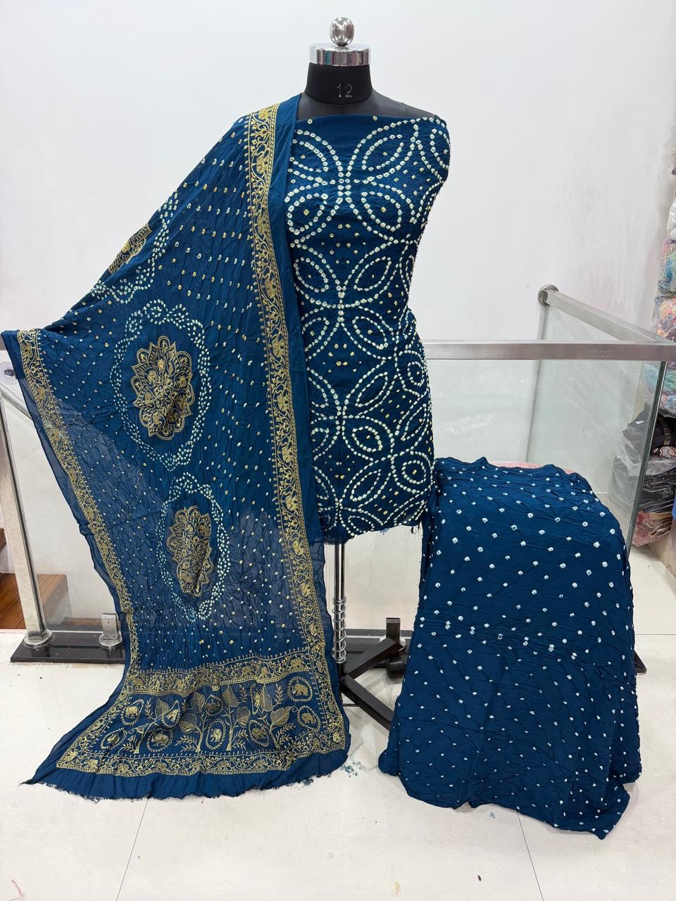 Moda Silk Rai Bandhej Work Silk Bandhani Dress Material