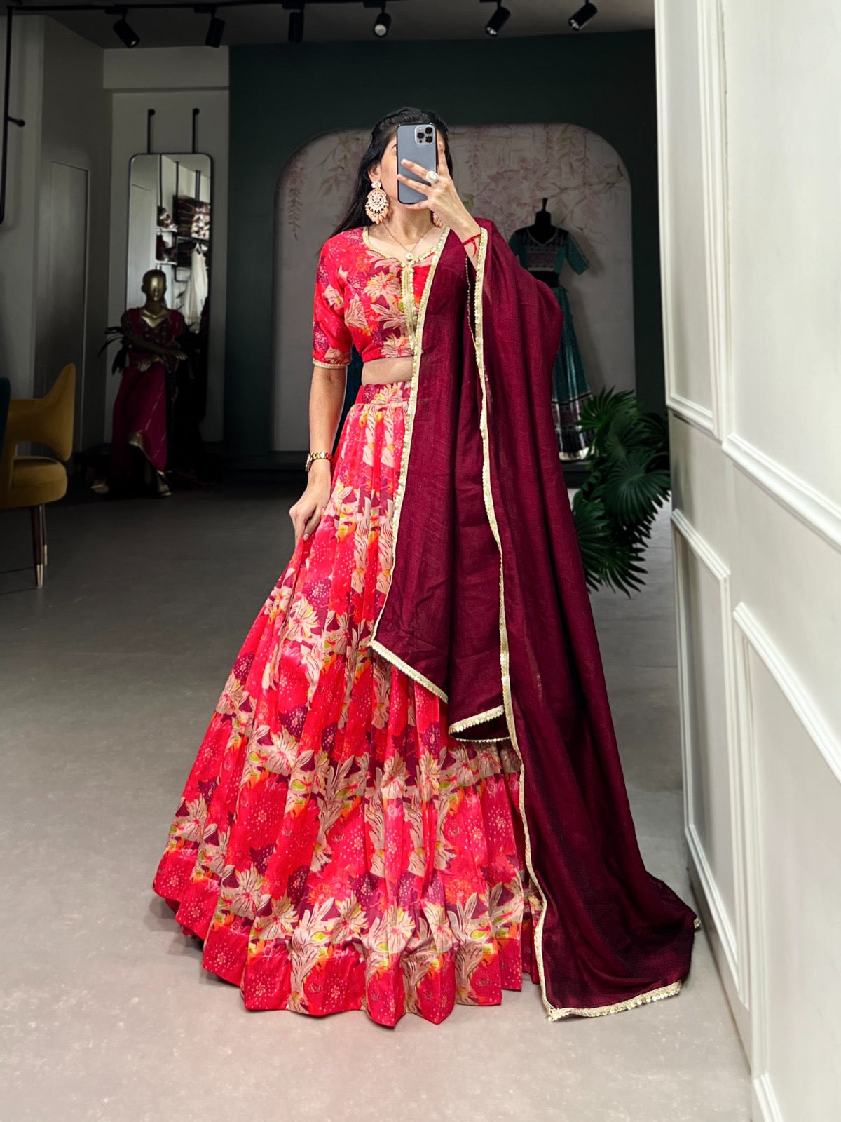 Tussar Silk Digital Printed Lehenga Choli - Premium  from Ethenika.com  - Just INR 4590! Shop now at Ethenika.com 