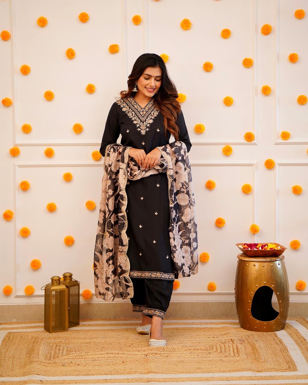 Floral Digital Print Embroidery work Afghani Salwar Suit Set - Premium  from Ethenika.com - Just INR 2190! Shop now at Ethenika.com 