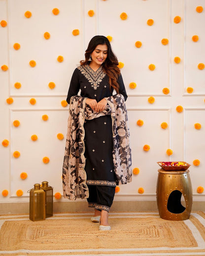 Floral Digital Print Embroidery work Afghani Salwar Suit Set - Premium  from Ethenika.com - Just INR 2190! Shop now at Ethenika.com 