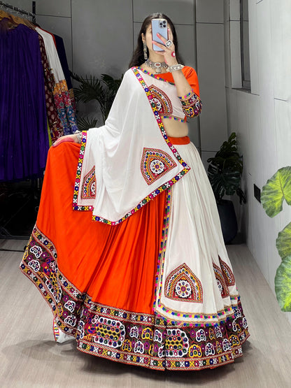 Rayon Cotton Kutchi Gamthi Work Ready Wear Navratri Special Chaniya Choli