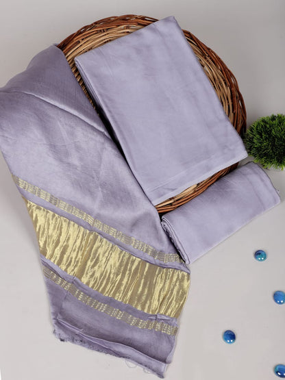 Chanderi Silk Plain Concept Dress Material with Zari Weaving Dupatta (Unstitched)