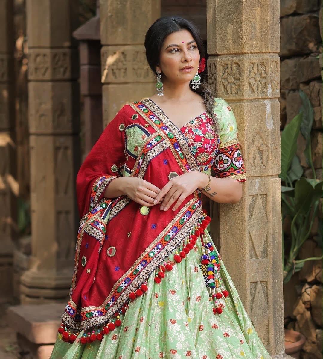 Muslin Digital Print with Mirror Work Designer Chaniya Choli for Navratri