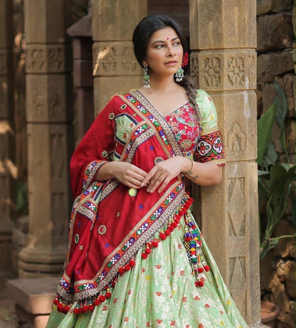 Muslin Digital Print with Mirror Work Designer Chaniya Choli for Navratri