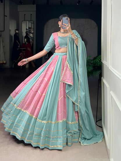 Sequence Embroidery Work lace touch up Dual Tone Navratri Special Designer Lehenga Choli (Ready to Wear)