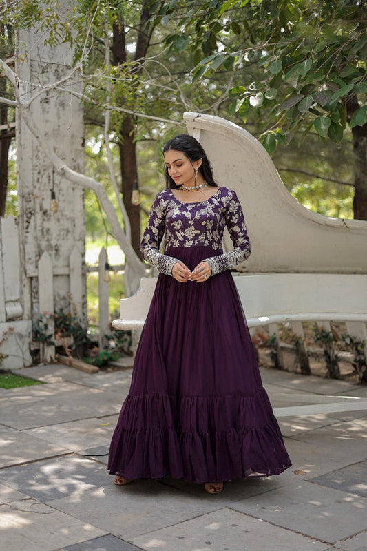 Viscos Jeckard Sequence Work Womens Gown (Stitched) - Premium  from Ethenika.com - Just INR 1890! Shop now at Ethenika.com 