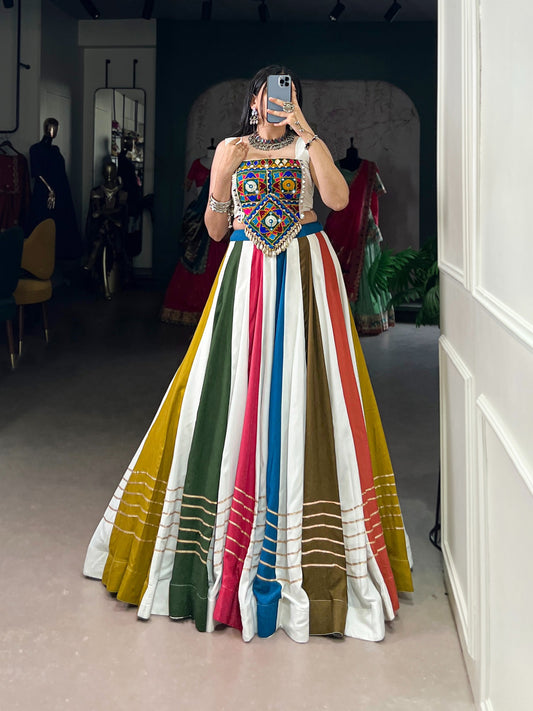 Rayon Gota Patti Mirror Work Chaniya Choli - Front View