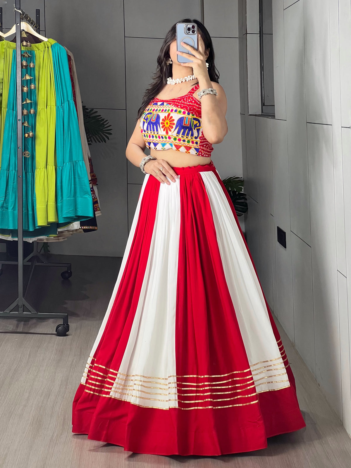 Red White Gota Patti Chaniya Choli | Navratri Garba Wear