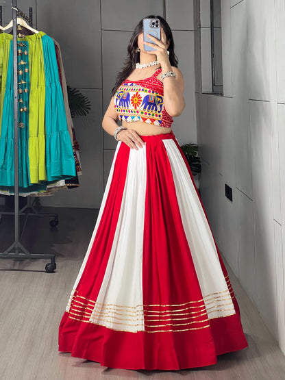 Red White Gota Patti Chaniya Choli | Navratri Garba Wear