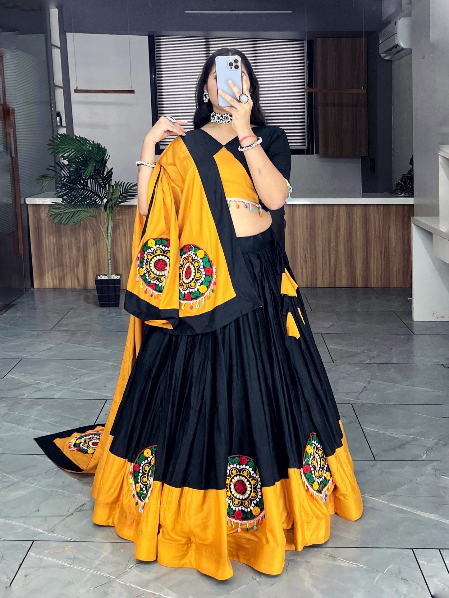 Rayon Cotton Kutchi Embroidery with Kodi Work Garba Special Designer Chaniya Choli (Ready to Wear)