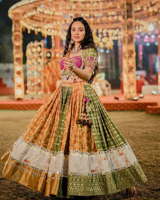 Muslin Digital Print with Mirror Work Chaniya Choli