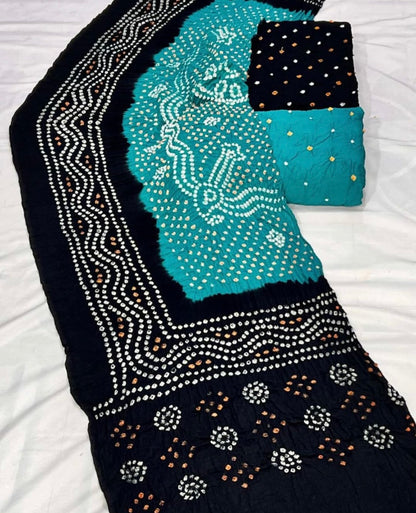 Cotton Satin Kutch Hand Crafted Bandhani Material - Premium  from Ethenika.com  - Just INR 1990! Shop now at Ethenika.com 