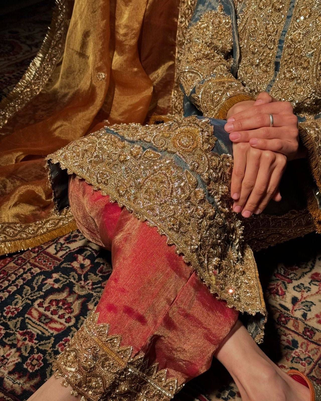 Fendy Silk Zari Embroidery Work Designer Party Wear 3 Pc Kurti Pant Dupatta Set (Ready to Wear)