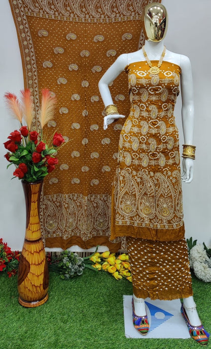 Modal Ghazi Silk Lakhnavi work Bandhani Salwar Material - Premium  from Ethenika.com  - Just INR 4990! Shop now at Ethenika.com 