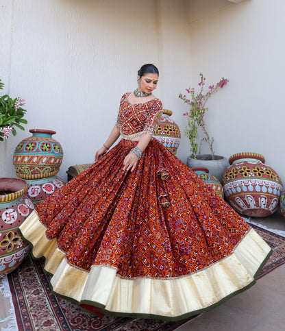 Red Muslin Chaniya Choli Choli Blouse with Embroidery