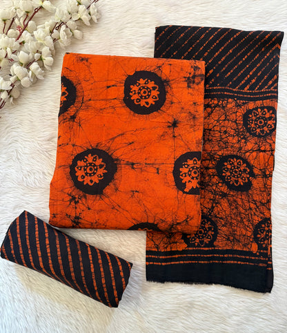 Soft Cotton Hand Blocked Batik Dress Material (Unstitched)