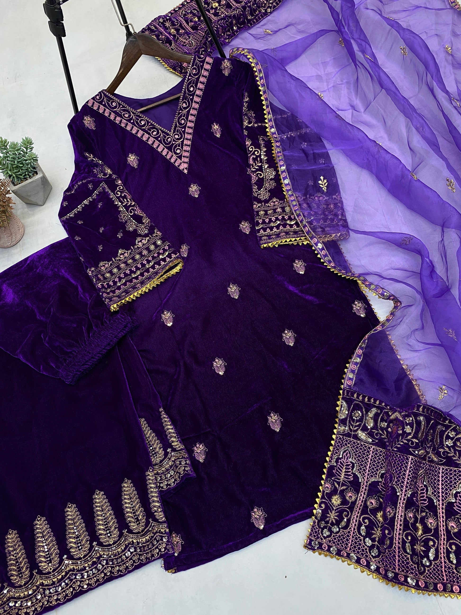 Sequence Embroidery work Winter Wear Velvet Suit - Premium  from Ethenika.com  - Just INR 3990! Shop now at Ethenika.com 