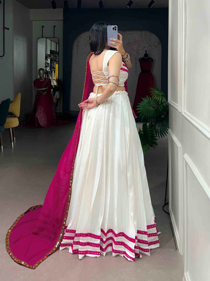 Ethenika Original Gamthi Work White Concept Chaniya Choli For Garba