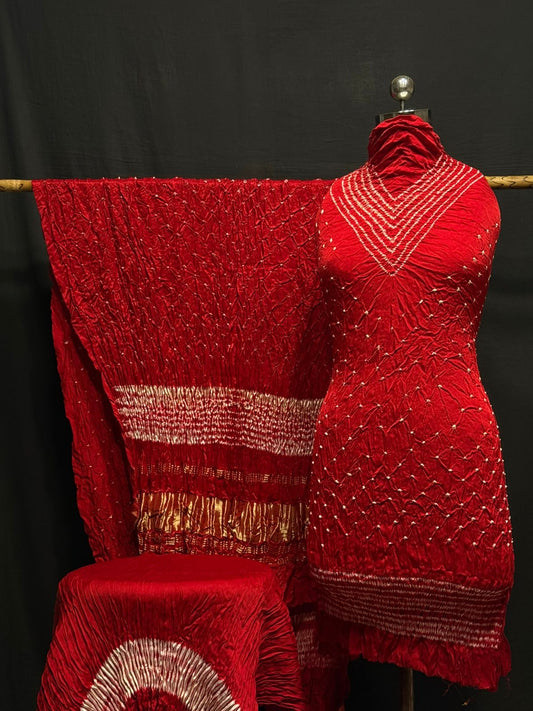 Modal Silk Shibori Bandhani Dress Material (Unstitched) - Premium  from Ethenika.com  - Just INR 6990! Shop now at Ethenika.com 