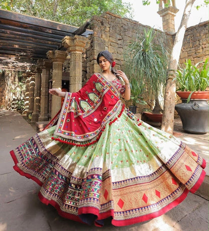 Muslin Digital Print with Mirror Work Designer Chaniya Choli for Navratri